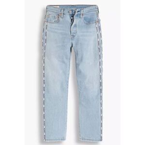 Levi’s 501 Straight Side-Tape Button-Fly Logo Stripe Light Jeans W28 L26